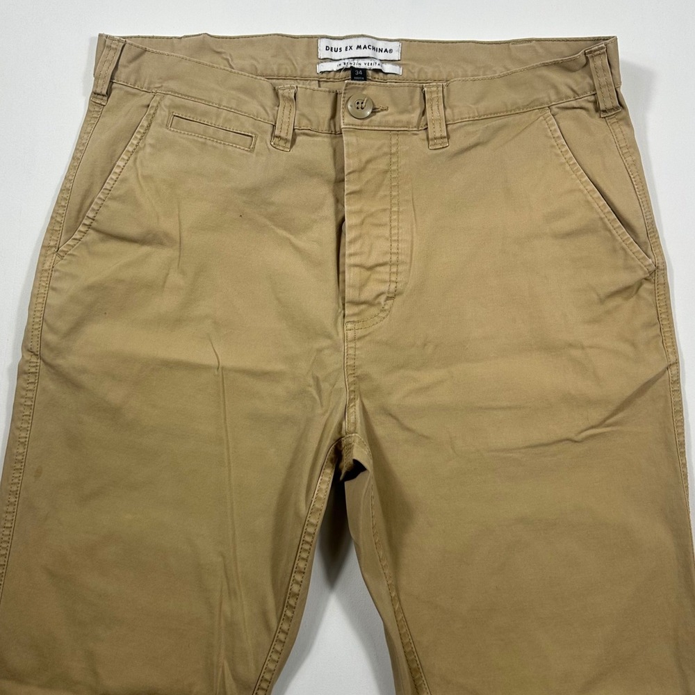 Deus Ex Machina Floyd Stretch Pants Mens 34x32 Chino Twill Khaki Tan